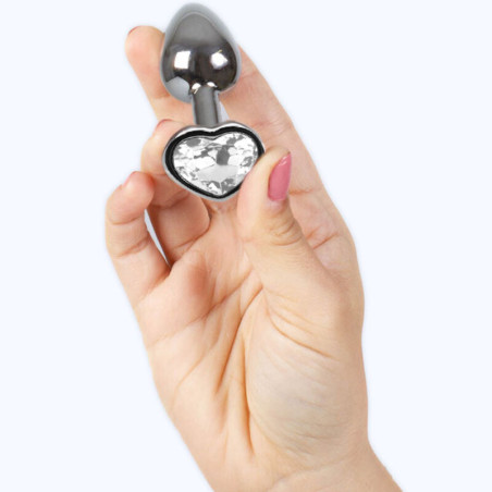 SECRETPLAY METAL BUTT PLUG CORAZON TRANSPARENTE TALLA S 7 CM