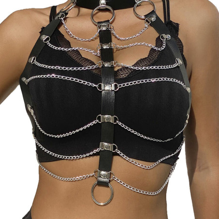 SUBBLIME ARNES DE PECHO CADENAS CUERO NEGRO TALLA UNICA