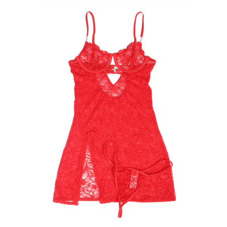 SUBBLIME 954215 BABYDOLL DE ENCAJE CON TIRANTES AJUSTABLES ROJO L XL