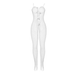 SUBBLIME 951740 BODYSTOCKING CROTCHLESS DE REJILLA CON LAZOS BLANCO TALLA UNICA