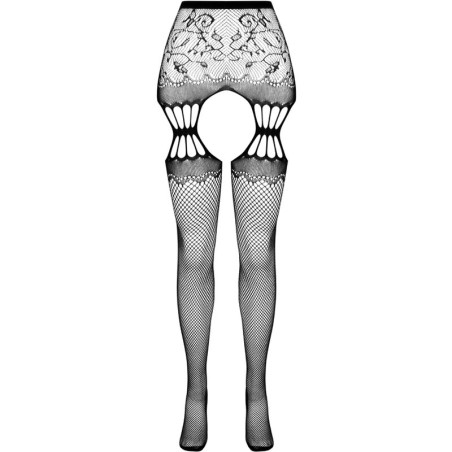 PASSION S027 MEDIAS CON LIGUERO NEGRO TALLA UNICA