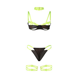 SUBBLIME 955281 SET SUJETADOR CON COLLAR Y DETALLES PARA PIERNAS VERDE FLUORESCENTE L XL