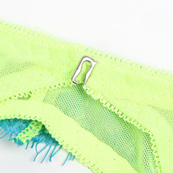 SUBBLIME 955328 SET SUJETADOR CON ENCAJE Y LIGUEROS VERDE Y AZUL L XL