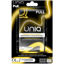 UNIQ PULL PRESERVATIVOS CON TIRAS SIN LATEX 3 UNIDADES