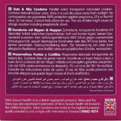 SKINS DOTS RIBS PRESERVATIVOS PREMIUM PACK 4