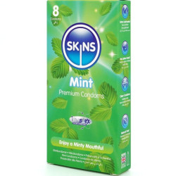 SKINS PRESERVATIVOS PREMIUM SABOR MENTA PACK 8