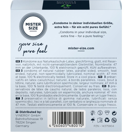 MISTER SIZE PRESERVATIVOS TALLA XS 47 MM 3 UNIDADES