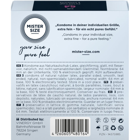 MISTER SIZE PRESERVATIVOS TALLA XXL 64 MM 3 UNIDADES