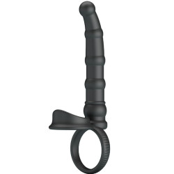 PRETTY LOVE TATUM ANILLO VIBRADOR PENE CON PLUG 10 VIBRACIONES NEGRO