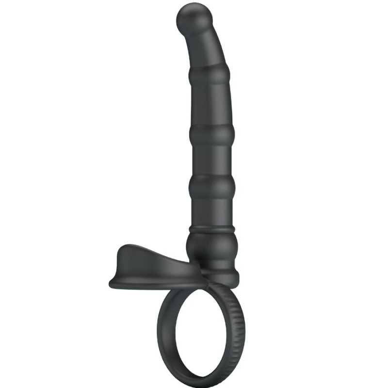 PRETTY LOVE TATUM ANILLO VIBRADOR PENE CON PLUG 10 VIBRACIONES NEGRO