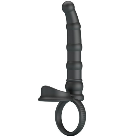 PRETTY LOVE TATUM ANILLO VIBRADOR PENE CON PLUG 10 VIBRACIONES NEGRO