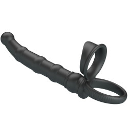 PRETTY LOVE TATUM ANILLO VIBRADOR PENE CON PLUG 10 VIBRACIONES NEGRO