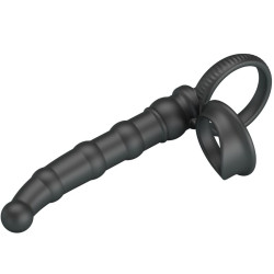 PRETTY LOVE TATUM ANILLO VIBRADOR PENE CON PLUG 10 VIBRACIONES NEGRO