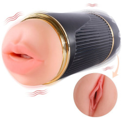 SHEQU KAY MASTURBADOR DOBLE CON VIBRACION DUAL BOCA Y VAGINA
