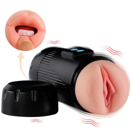 SHEQU KAY MASTURBADOR DOBLE CON VIBRACION DUAL BOCA Y VAGINA