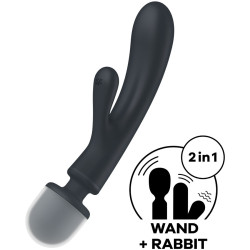 SATISFYER TRIPLE LOVER MASAJEADOR VIBRADOR RABBIT GRIS