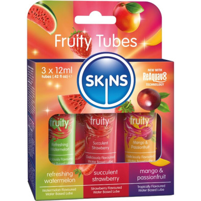SKINS FRUITY LUBES KIT LUBRICANTES SANDIA FRESA MANGO 3 x 12 ML