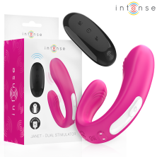 INTENSE JANET ESTIMULADOR Y VIBRADOR DUAL EN FORMA DE U CON CONTROL REMOTO ROSA