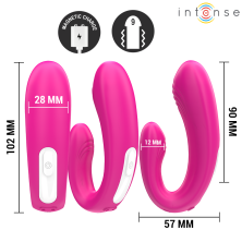 INTENSE JANET ESTIMULADOR Y VIBRADOR DUAL EN FORMA DE U CON CONTROL REMOTO ROSA