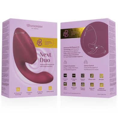 WOMANIZER DUO NEXT ESTIMULADOR VIBRADOR DUAL CLITORIS PUNTOG ROSA