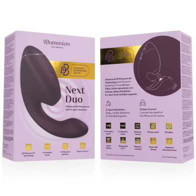 WOMANIZER DUO NEXT ESTIMULADOR VIBRADOR DUAL CLITORIS PUNTOG MORADO